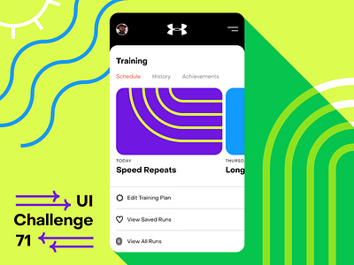 Daily UI 71 - Schedule 71 app design color dailyui flat illustrator invision invision studio running sports uiux under armour vector