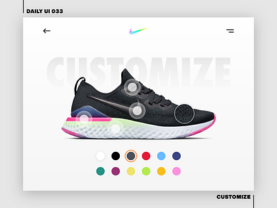 Daily UI Challenge—Customize 033 colorful daily ui dailyui illustrator interface nike running uiux xd