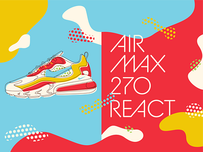 Air Max 270 React color illustration nike shoes vector