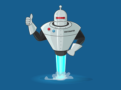 Debtonator Shot debt illustration robot vector