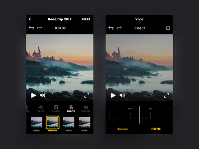Video effects adjust app black clip dark edit effects film filters mobile movie video