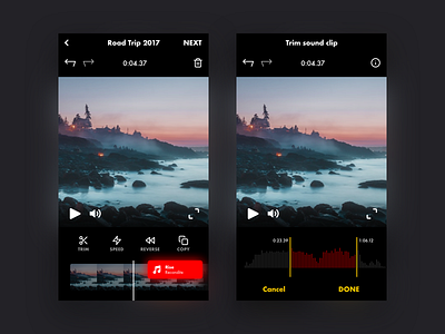 Sound clip trimmer app black dark edit film mobile movie music sound sound wave video