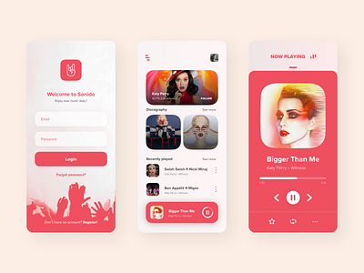 Sonido - Music App Exploration app design flat graphic design icon illustration illustrator ui ux web