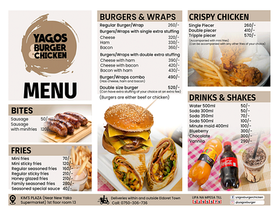 Yagos New Menu brand design design graphic design illustration