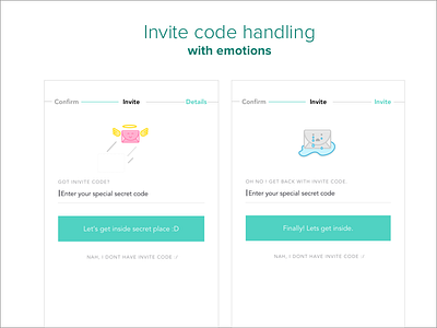 Invite code handling with emotions
