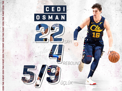 Cedi Osman, Oklahoma City Thunder game stats basketball design illustration instagram post photoshop sports design thefirstcedi typography web
