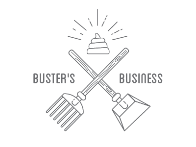 Buster's Business Logo holy shit icon identity logo poop pooper scooper rake shovel vector illustration