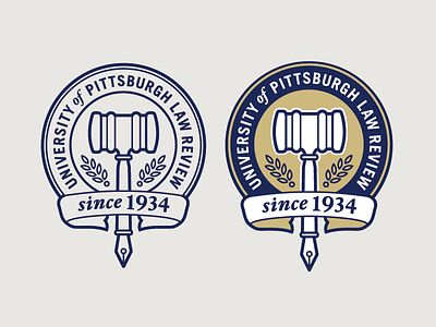 Pitt Law Review Logo banner gavel illustration lawyer lockup logo pen pittsburgh publication seal traditional university