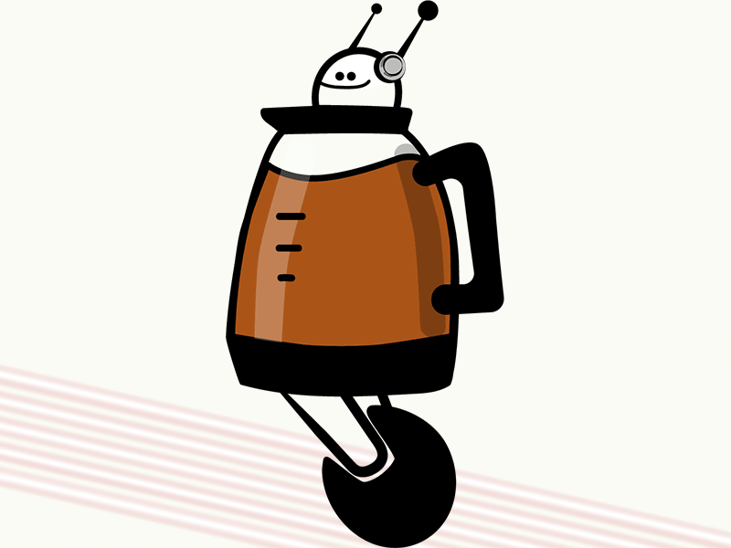 Bean the BrewBot adobe animation character coffee drip gif illustration loop robot
