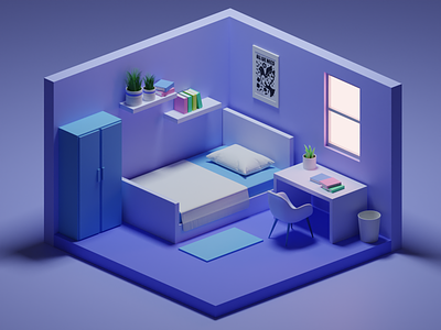 Isometric Bedroom 3d 3d model blender 3d digital art illustration isometric isometric design lowpoly minimal
