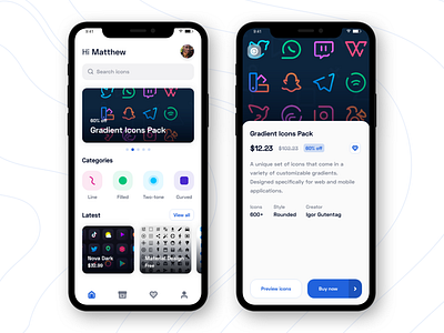 Icons App adobe xd mobile ui design