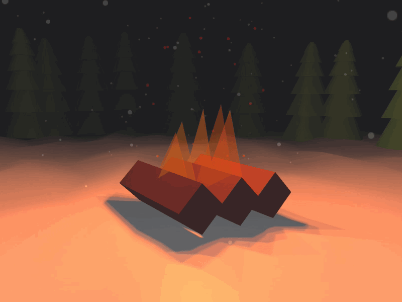 Campfire 3d 3december animation christmas fire gsap low poly three.js