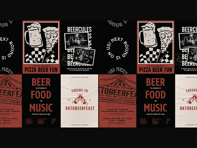 Postersssss about beers music and pizza beer branding design gigposter gigs marketing kit music pizza pizza logo poster poster art typography vector