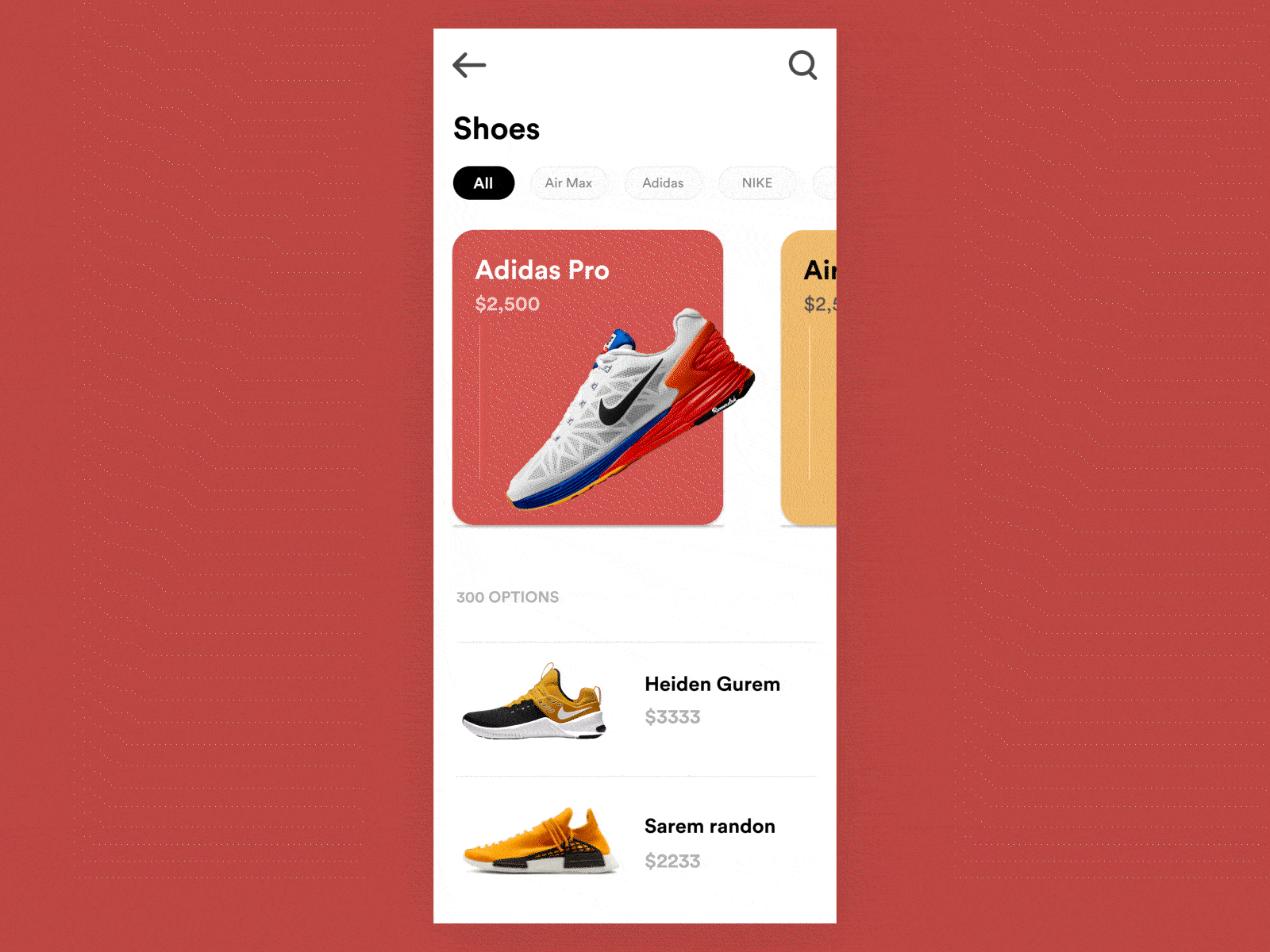 Shoes app Animation