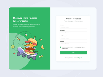 Test Food | Sign Up signup ui uiux web web design