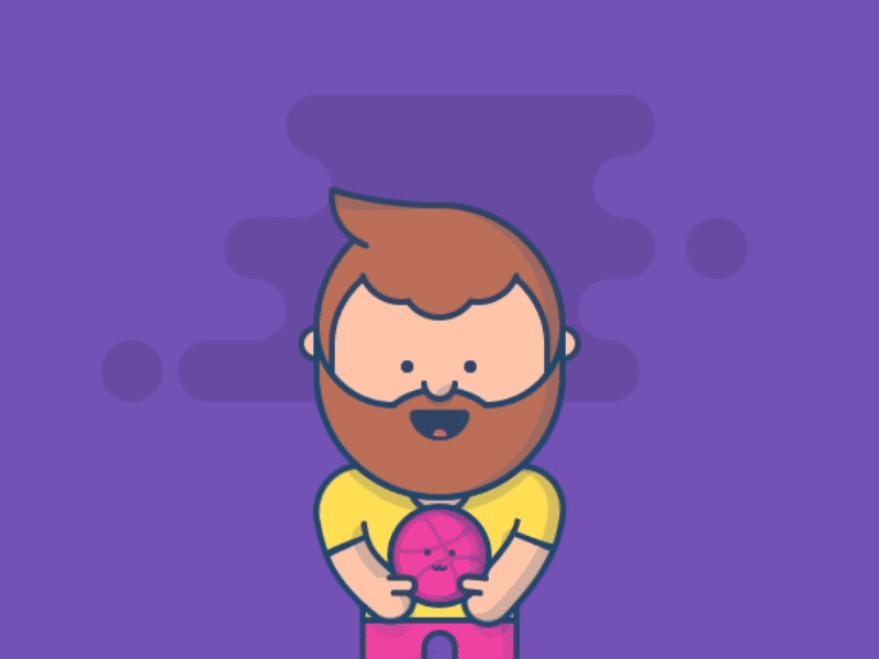 Dribbble time! ball beard character cloud debut dribbble logo happy moon throw yay