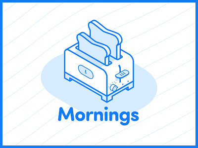 Mornings blue breakfast cute illustration mono morning toast