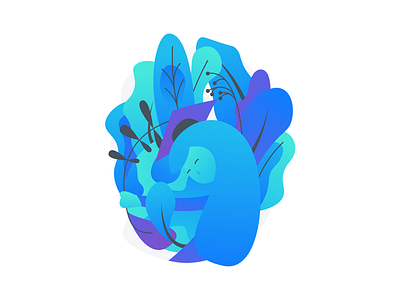 Flower Girl blue cute earth education gradient illustration lix