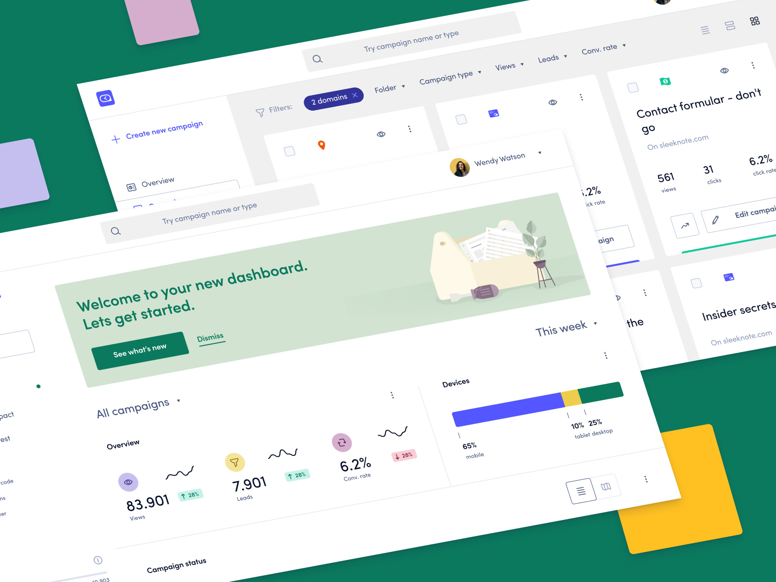 Dashboard showcase by Michael Yde for Sleeknote on Dribbble