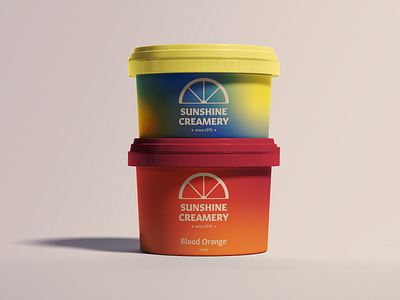 Sunshine Creamery Citrus Ice Cream adobe illustrator blood orange blueberry branding citrus cream design gradient ice cream illustration lemon logo mockup orange package design packaging photoshop sherbet weeklywarmup