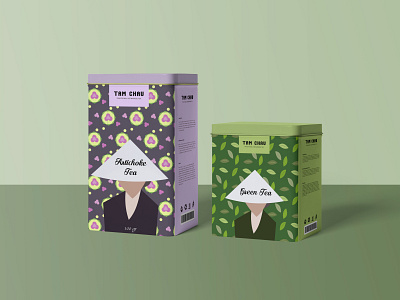 Concept packaging design for Tam Chau tea brand branding illustraion tea packaging