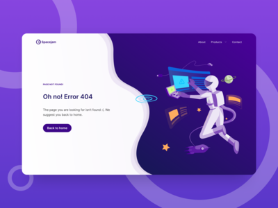 404 Page Design Concept 404 404 error 404 page adobe app astronaut cute design graphic design illustration minimal purple space ui ui design uiux user interface ux