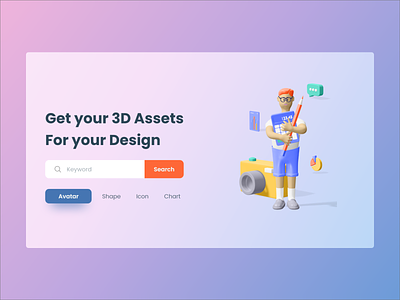 3D Assets Landing Page app branding design graphic design illustration typography ui ux web website
