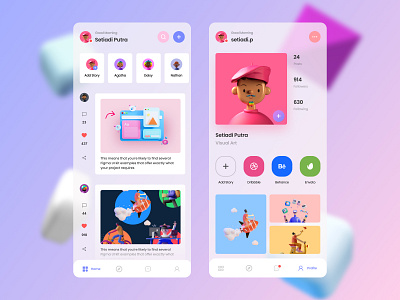 Social Media App 2020 trends 3d blurred background clean colorful flatdesign mobiledesign socialmedia