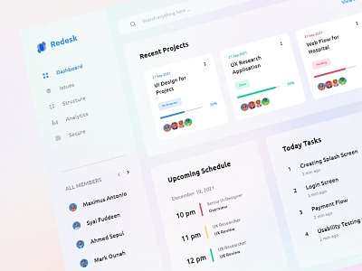 Redesk - Project Management Dashboard 3d app blur clean dashboard design gradient graphic design management minimal project schedule task ui uidesign web