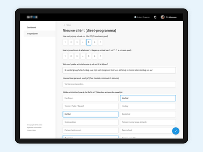 Web application for hospitals and dietitians