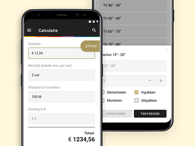 Moving company - Calculation app