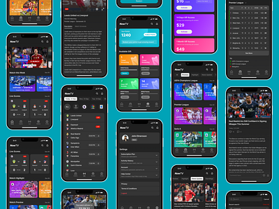 NowTV - The Future Of Football Streaming App figma freelance landing page mobile app design mobile design opentowork product design ui design ux design uxui design web design