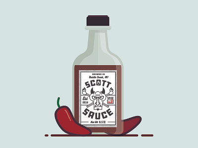 Scott Sauce Label bottle chilies devil hot sauce illustration line art peppers