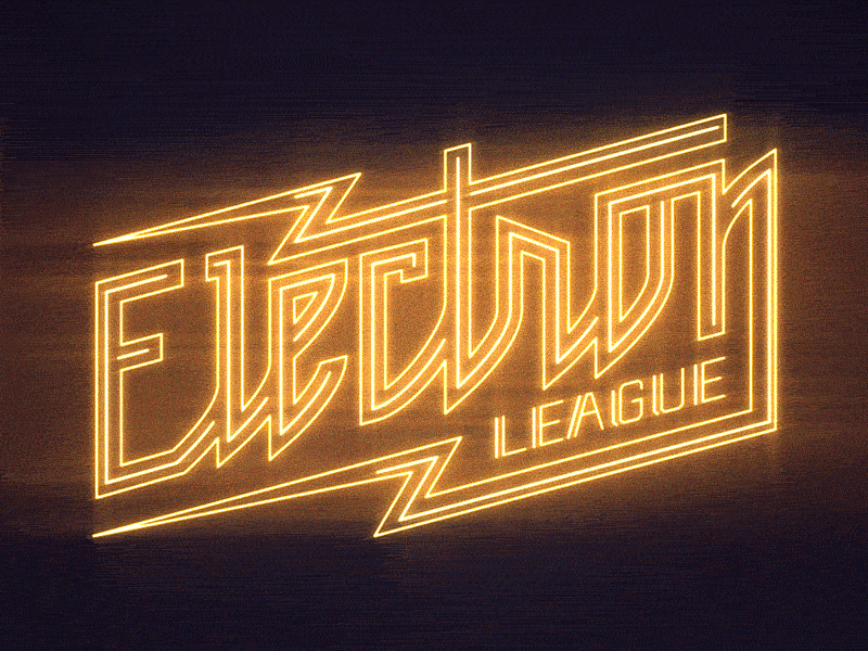Electron League - logo reveal animation test animation glowing lightning bolt logo animation neon type type animation