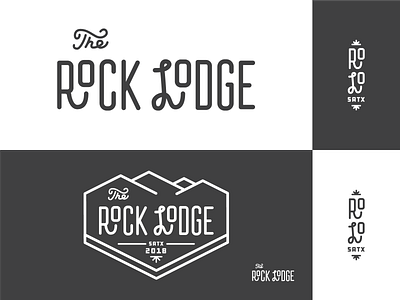 Rock Lodge Branding badge bouldering flat illustration illustration lettering line art logo outdoor logo rock rock climbing rugged type vector