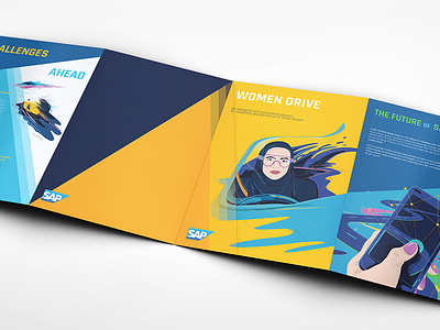 SAP Women Drive brochure exterior view brochure design commercial illustration graphic design illustration sap women drive