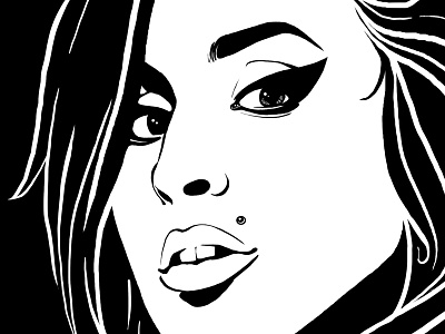 rehab amy winehouse black and white graphic illustration lineart