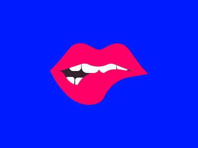 gettin' bit blue bright design illustration lips mouth pink saturated