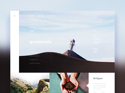Travelog. grid guatemala layout photography travel typography ui ux web design
