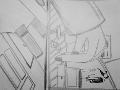 Room drawing pencil perspective