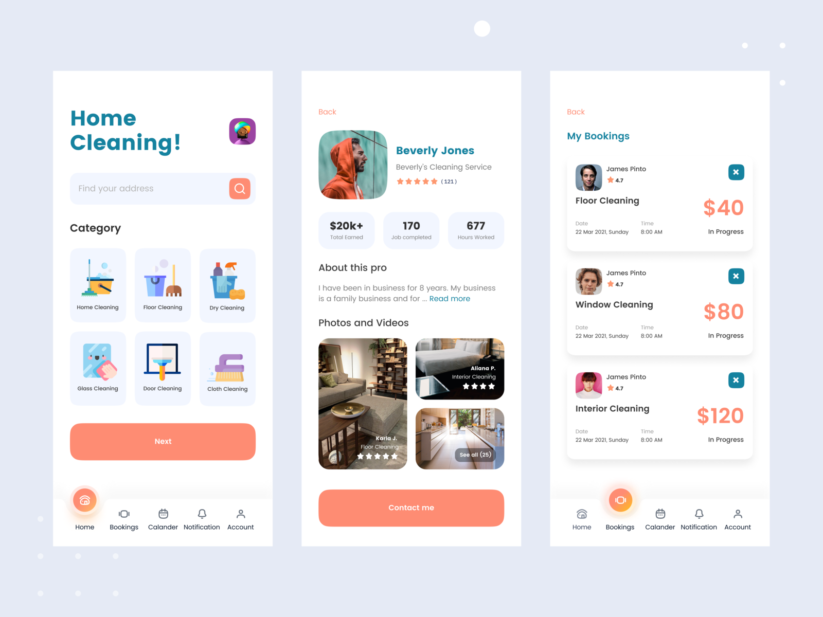 Cleaning Service Mobile App by Akram Hossain for Devignedge Design