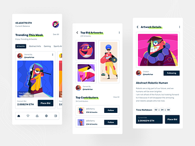 NFT Artwork Mobile App akramhs app ethereum illustration mark rise mobile nft nft app nft app design nft artwork nft artwork app design nft mobile app nft mobile app ui nft ui nft uiux ui ui design uiux uix ux