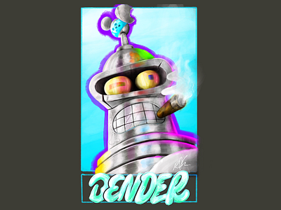 #sixfanarts - Bender Bending Rodriguez bender cartoon futurama handlettering illustration illustrator ipadproart popculture procreate procreateapp typography