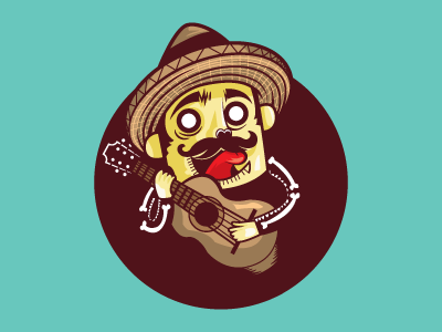 Dia de los Muertos Guitarist bones day of the dead guitar illustration sombrero vector