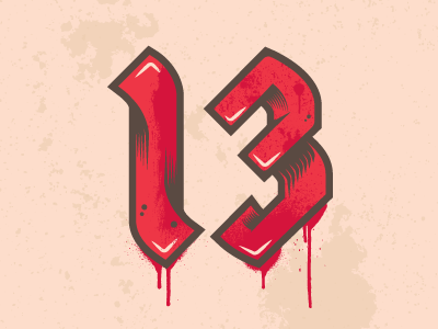 13 13 blackletter illustration illustrator numeral typography vector