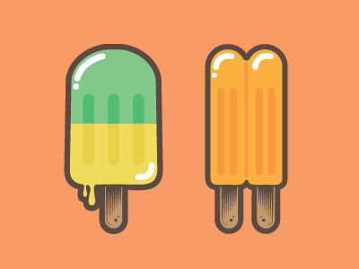 Popsicles food illustration illustrator minimal popsicles summer vector