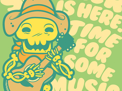 Summer Time guitar illustration illustrator music skeleton summer vector