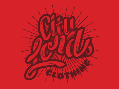 City Lords Clothing clothing detail hand lettering illustration illustrator rays script shirt design vector