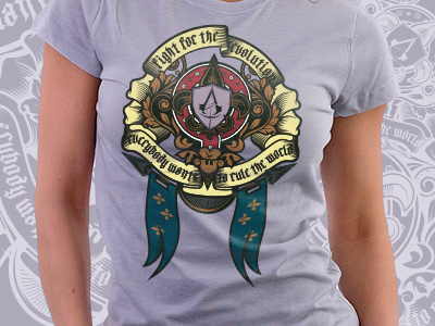 DBH Assassin's Creed Unity - Contest Entry apparel assassins creed fleur dis li floral french illustration illustrator shield shirt design vector