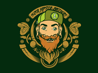 Super Hipster Bros. - Luigi beard coin hipster luigi mario mustache nes nintendo piranha plant snes video games